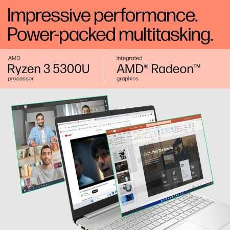 HP Laptop 15s, AMD Ryzen 3 5300U, 15.6-inch (39.6 cm), FHD, 8GB DDR4, 512GB SSD, AMD Radeon Graphics, Thin & Light, Dual