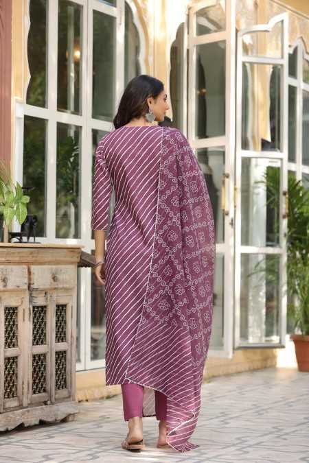 ANNI DESIGNER Women's Cotton Blend Straight Printed Kurta with Pant & Dupatta
