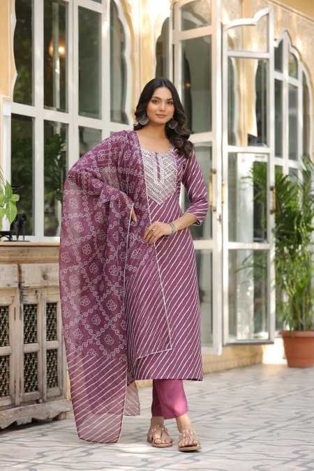 ANNI DESIGNER Women's Cotton Blend Straight Printed Kurta with Pant & Dupatta