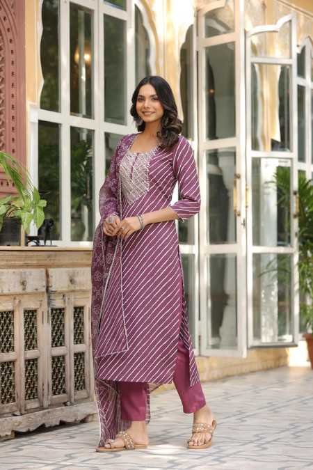 ANNI DESIGNER Women's Cotton Blend Straight Printed Kurta with Pant & Dupatta