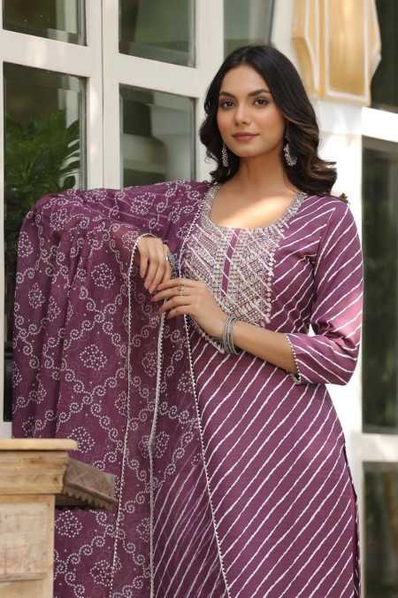 ANNI DESIGNER Women's Cotton Blend Straight Printed Kurta with Pant & Dupatta
