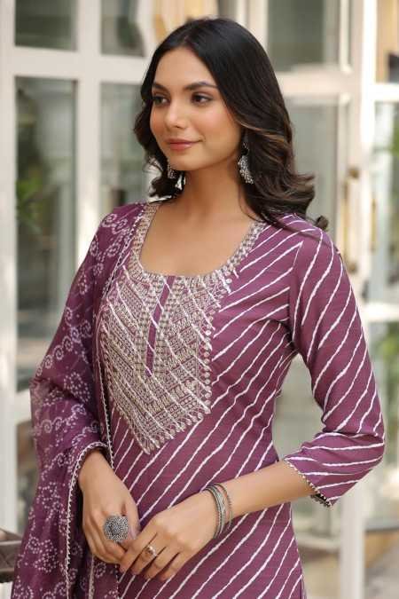 ANNI DESIGNER Women's Cotton Blend Straight Printed Kurta with Pant & Dupatta