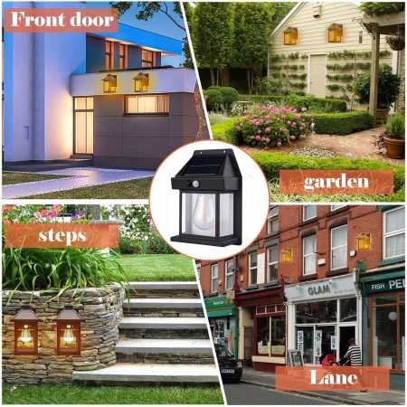 GIGAWATTS Solar Wall Lights Outdoor Motion Sensor Auto Chargeable Exterior LED Sconce Front Porch Security Lamps waterproof for