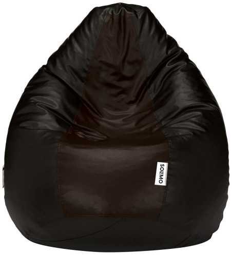 Amazon Brand - Solimo XXXL Bean Bag Cover Without Beans (Black and Brown, Faux Leather)