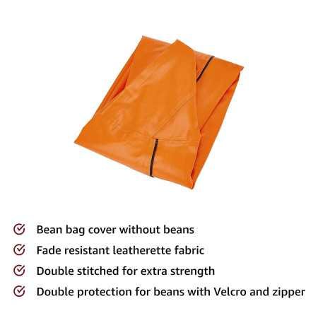 Amazon Brand - Solimo XXXL Bean Bag Cover Without Beans (Black and Brown, Faux Leather) Amazon Brand - Solimo XXXL Bean Bag Cover Without Beans (Black and Brown, Faux Leather)