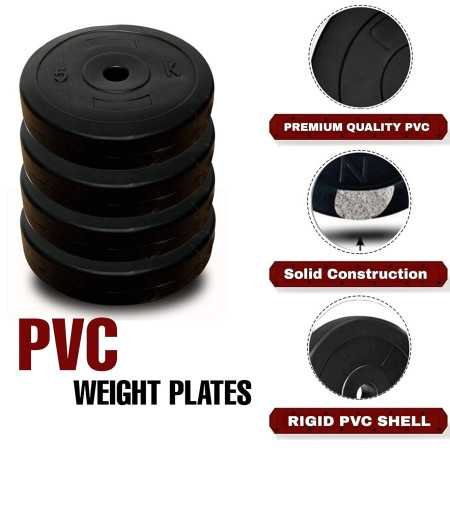 BULLAR Adjustable Dumbbells Set 8 Kg to 20 Kg with Pair of Dumbbell Rods and PVC Weight Plates with gym accessories (10 KG)