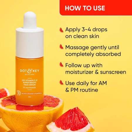 Dot & Key 10% Vitamin C + E, 5% Niacinamide Serum | Vitamin C Serum For Glowing Skin | Fades Dark Spots | Vit C Serum with Blood