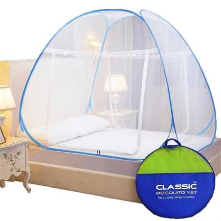 Classic Mosquito Net for Double Bed | King Size Foldable Machardani | Polyester 30GSM Strong Net | PVC Coated Corrosion