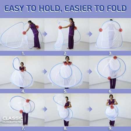 Classic Mosquito Net for Double Bed | King Size Foldable Machardani | Polyester 30GSM Strong Net | PVC Coated Corrosion