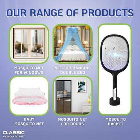 Classic Mosquito Net for Double Bed | King Size Foldable Machardani | Polyester 30GSM Strong Net | PVC Coated Corrosion