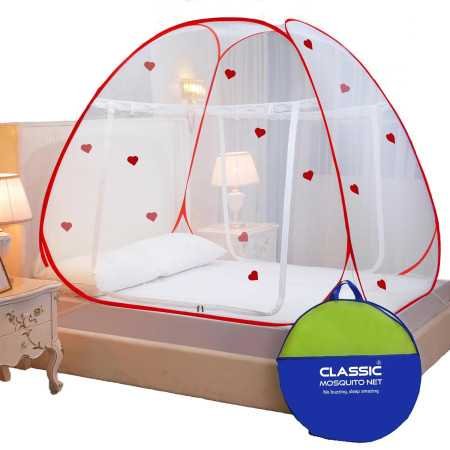 Classic Mosquito Net for Double Bed | King Size Foldable Machardani | Polyester 30GSM Strong Net | PVC Coated Corrosion