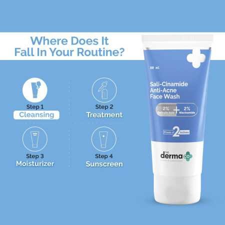 The Derma Co Sali-Cinamide Anti-Acne Face Wash I With 2% Salicylic Acid & 2% Niacinamide I Treats Active Acne & Fades Acne Marks The Derma Co Sali-Cinamide Anti-Acne Face Wash I With 2% Salicylic Acid & 2% Niacinamide I Treats Active Acne & Fades Acne Marks