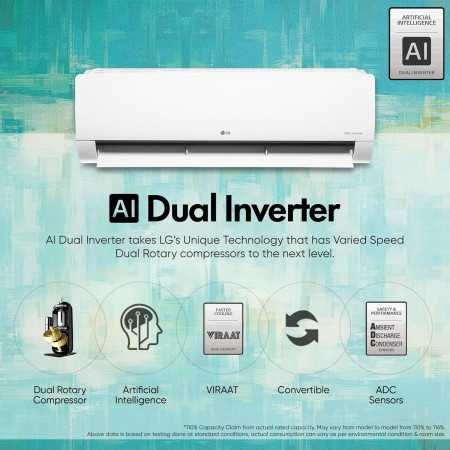 LG 1 Ton 4 Star DUAL Inverter Split AC (Copper, AI Convertible 6-in-1 Cooling, 4 Way Swing, HD Filter with Anti-Virus
