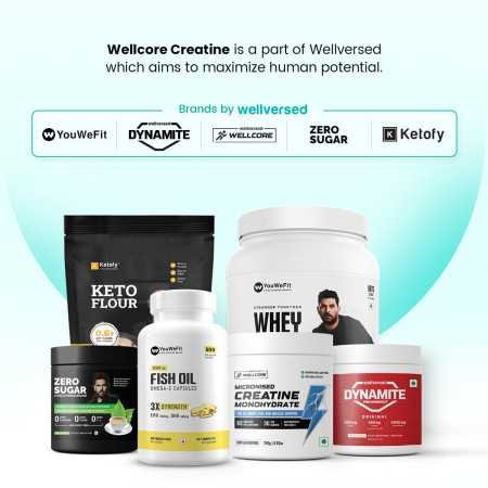 Wellcore - Pure Micronised Creatine Monohydrate (Unflavoured, 33 Servings) | Rapid Absorption | Enhanced Muscle strength & Power