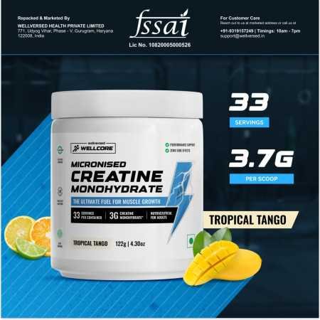 Wellcore - Pure Micronised Creatine Monohydrate (Unflavoured, 33 Servings) | Rapid Absorption | Enhanced Muscle strength & Power