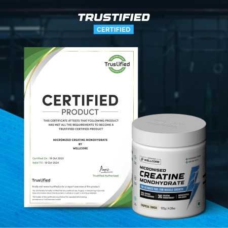 Wellcore - Pure Micronised Creatine Monohydrate (Unflavoured, 33 Servings) | Rapid Absorption | Enhanced Muscle strength & Power
