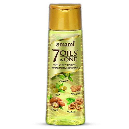 Emami 7 Oils In One | Non Sticky & Non Greasy Hair Oil | 20 Times Stronger Hair | Nourishes Scalp | Free of Sulphates, Parabens