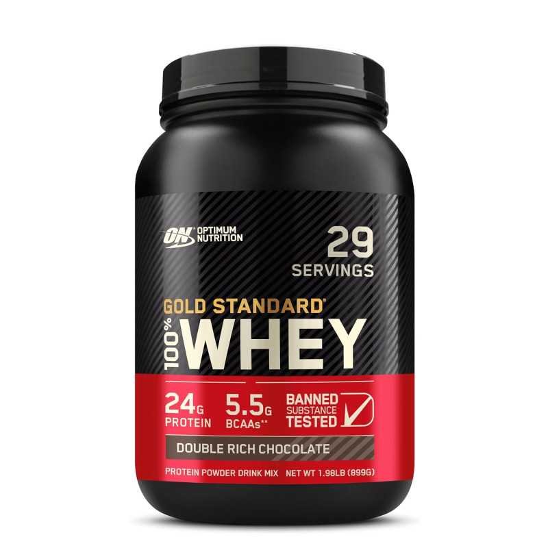 Optimum Nutrition (ON) Gold Standard 100% Whey (2 lbs/907 g) (Double Rich Chocolate) Protein Powder for Muscle Support & Optimum Nutrition (ON) Gold Standard 100% Whey (2 lbs/907 g) (Double Rich Chocolate) Protein Powder for Muscle Support &