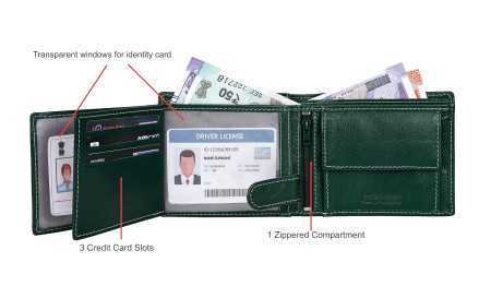 URBAN FOREST Oliver Black Leather Wallet for Men, 6 Card Slot