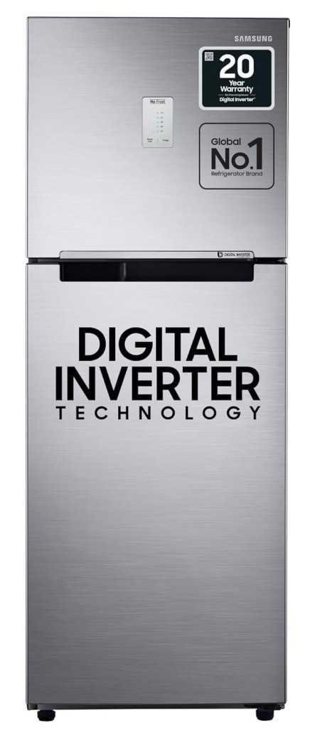 Samsung 236 L, 3 Star, Digital Inverter, Frost Free Double Door Refrigerator (RT28C3053S8/HL, Silver, Elegant Inox, 2024 Model)