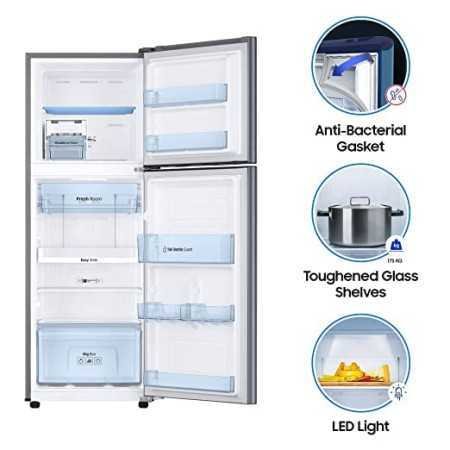 Samsung 236 L, 3 Star, Digital Inverter, Frost Free Double Door Refrigerator (RT28C3053S8/HL, Silver, Elegant Inox, 2024 Model)