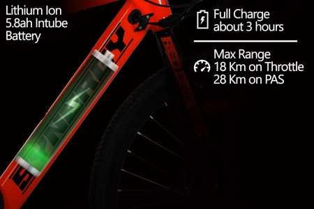 SYNERGY B1 Electric Cycle with Dual Disc Brakes, 250w BLDC Motor, 5.8Ah Li-Ion Battery, Throttle with Battery Indicator, 95%