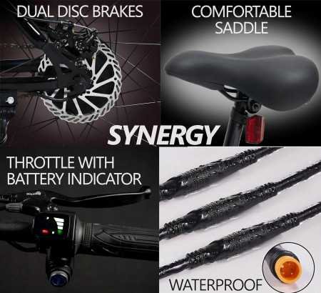 SYNERGY B1 Electric Cycle with Dual Disc Brakes, 250w BLDC Motor, 5.8Ah Li-Ion Battery, Throttle with Battery Indicator, 95%