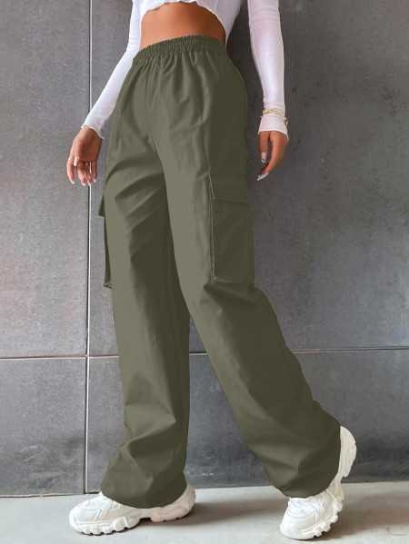 Aahwan Women's & Girls' Solid High Waist with Pockets Cargo Pants Aahwan Women's & Girls' Solid High Waist with Pockets Cargo Pants