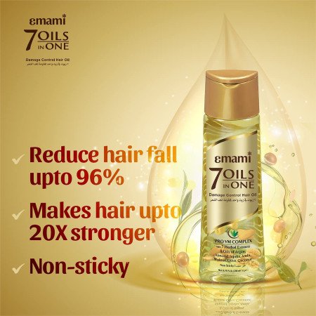 Emami 7 Oils In One | Non Sticky & Non Greasy Hair Oil | 20 Times Stronger Hair | Nourishes Scalp | Free of Sulphates, Parabens Emami 7 Oils In One | Non Sticky & Non Greasy Hair Oil | 20 Times Stronger Hair | Nourishes Scalp | Free of Sulphates, Parabens