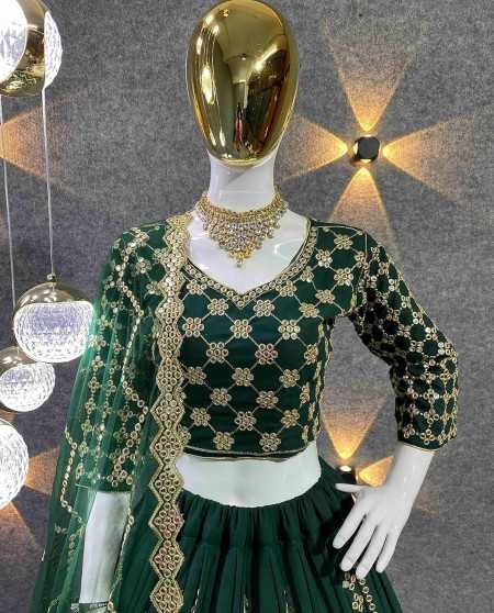 SHAFNUFAB Women's Georgette Semi Stitched Lehenga Choli In Multicolour Colour Chaniyacholisf218ver-13