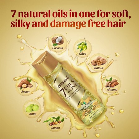 Emami 7 Oils In One | Non Sticky & Non Greasy Hair Oil | 20 Times Stronger Hair | Nourishes Scalp | Free of Sulphates, Parabens Emami 7 Oils In One | Non Sticky & Non Greasy Hair Oil | 20 Times Stronger Hair | Nourishes Scalp | Free of Sulphates, Parabens