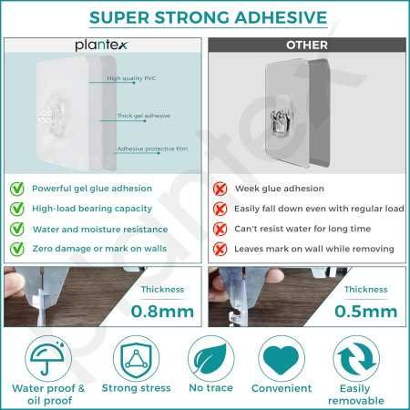 Plantex Self Adhesive Bathroom Shelf for Wall/Shelf Organizer/Kitchen Shelf with Magic Stickers - Pack of 1 (Black, Powder