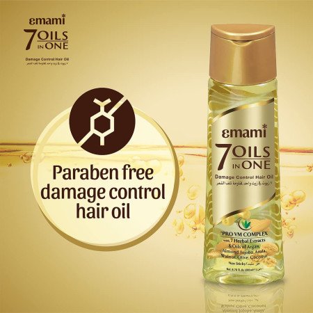 Emami 7 Oils In One | Non Sticky & Non Greasy Hair Oil | 20 Times Stronger Hair | Nourishes Scalp | Free of Sulphates, Parabens Emami 7 Oils In One | Non Sticky & Non Greasy Hair Oil | 20 Times Stronger Hair | Nourishes Scalp | Free of Sulphates, Parabens