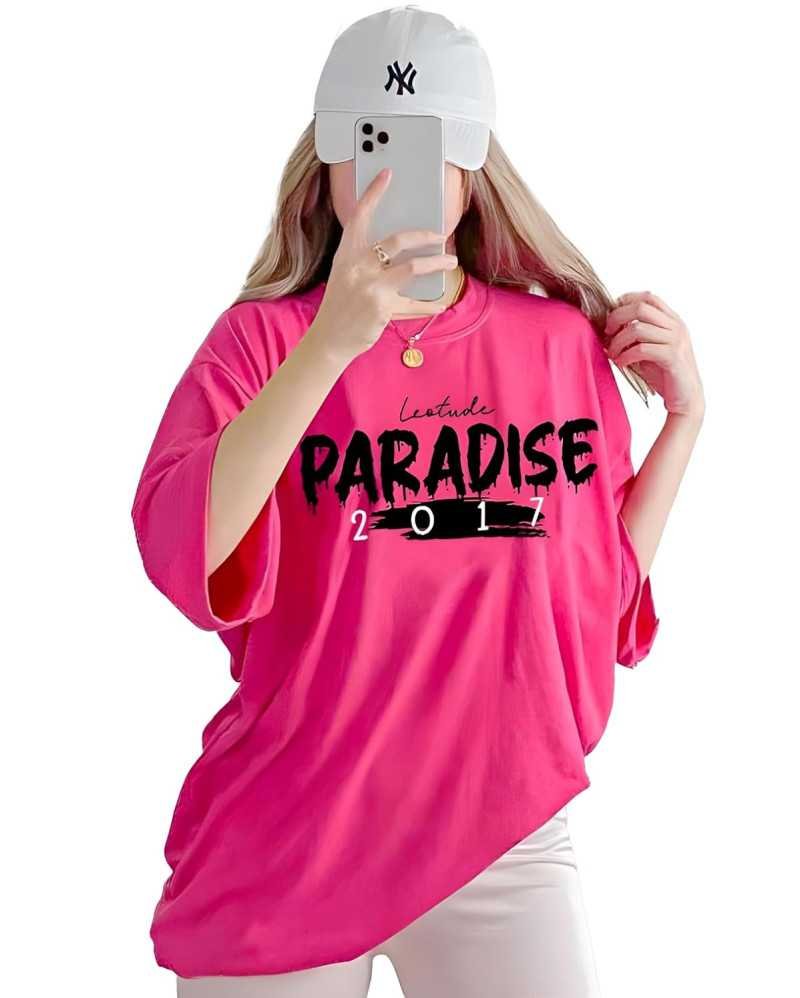 LEOTUDE Women Cottonblend Half Sleeve Oversized Regular Fit T-Shirts LEOTUDE Women Cottonblend Half Sleeve Oversized Regular Fit T-Shirts