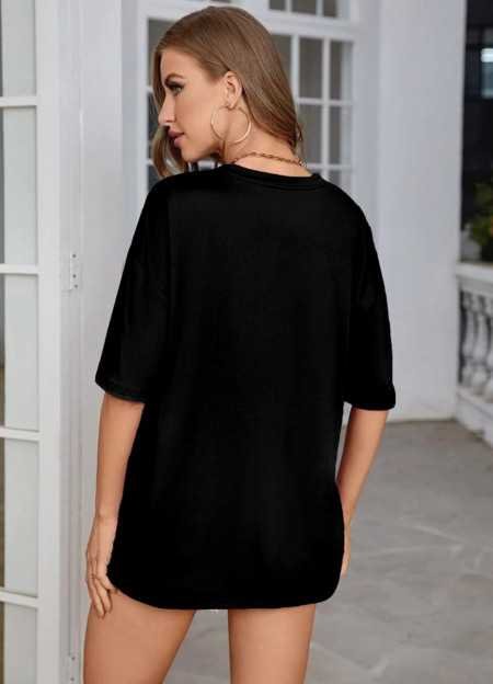 LEOTUDE Women Cottonblend Half Sleeve Oversized Regular Fit T-Shirts LEOTUDE Women Cottonblend Half Sleeve Oversized Regular Fit T-Shirts