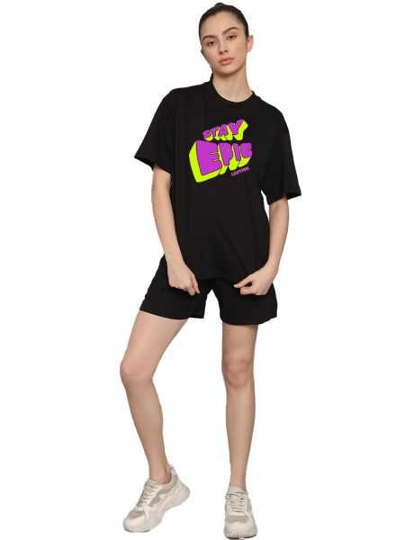 LEOTUDE Women Cottonblend Half Sleeve Oversized Regular Fit T-Shirts LEOTUDE Women Cottonblend Half Sleeve Oversized Regular Fit T-Shirts