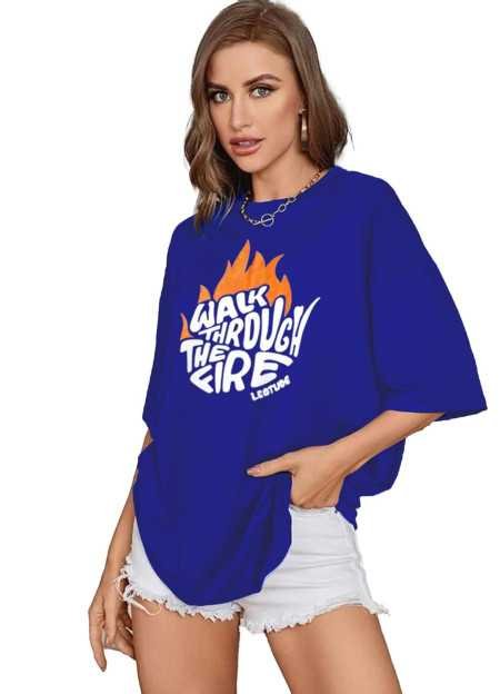 LEOTUDE Women Cottonblend Half Sleeve Oversized Regular Fit T-Shirts LEOTUDE Women Cottonblend Half Sleeve Oversized Regular Fit T-Shirts