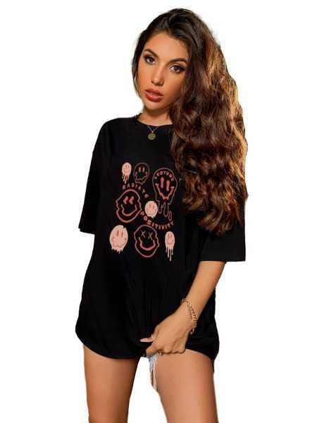 LEOTUDE Women Cottonblend Half Sleeve Oversized Regular Fit T-Shirts LEOTUDE Women Cottonblend Half Sleeve Oversized Regular Fit T-Shirts