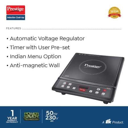 Prestige IRIS ECO 1200 W Induction Cooktop with automatic voltage regulator |Indian Menu option|Power Saver|Timer with User