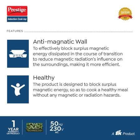 Prestige IRIS ECO 1200 W Induction Cooktop with automatic voltage regulator |Indian Menu option|Power Saver|Timer with User