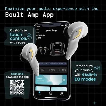 Boult Audio UFO Truly Wireless in Ear Earbuds with 48H Playtime, Built-in App Support, 45ms Low Latency Gaming, 4 Mics ENC,