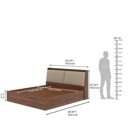 Wakefit Bed | Queen (78 X 60) Engineered Wood Bed Without Storage, 1 Year Warranty | - Cosma - Columbian Walnut
