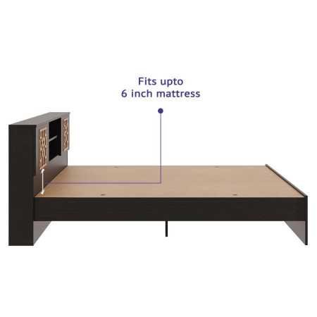 Wakefit Bed | Queen (78 X 60) Engineered Wood Bed Without Storage, 1 Year Warranty | - Cosma - Columbian Walnut