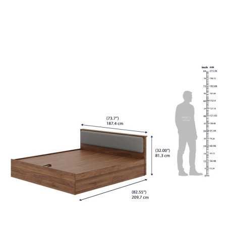 Wakefit Bed | Queen (78 X 60) Engineered Wood Bed Without Storage, 1 Year Warranty | - Cosma - Columbian Walnut