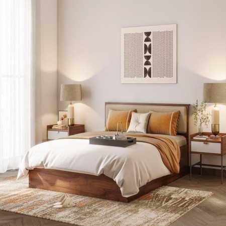 Wakefit Bed | Queen (78 X 60) Engineered Wood Bed Without Storage, 1 Year Warranty | - Cosma - Columbian Walnut