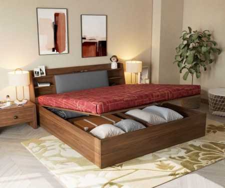 Wakefit Bed | Queen (78 X 60) Engineered Wood Bed Without Storage, 1 Year Warranty | - Cosma - Columbian Walnut