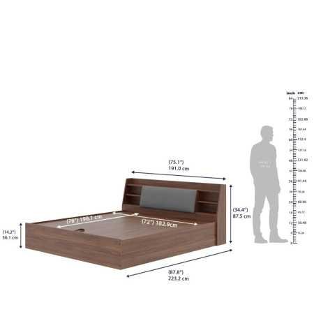 Wakefit Bed | Queen (78 X 60) Engineered Wood Bed Without Storage, 1 Year Warranty | - Cosma - Columbian Walnut
