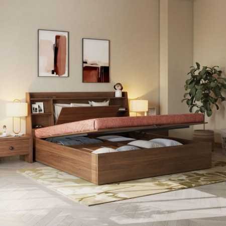 Wakefit Bed | Queen (78 X 60) Engineered Wood Bed Without Storage, 1 Year Warranty | - Cosma - Columbian Walnut