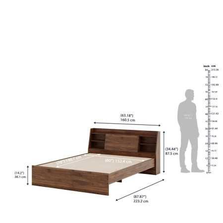 Wakefit Bed | Queen (78 X 60) Engineered Wood Bed Without Storage, 1 Year Warranty | - Cosma - Columbian Walnut