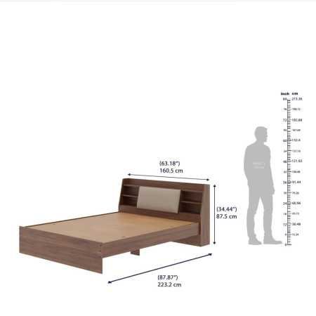 Wakefit Bed | Queen (78 X 60) Engineered Wood Bed Without Storage, 1 Year Warranty | - Cosma - Columbian Walnut